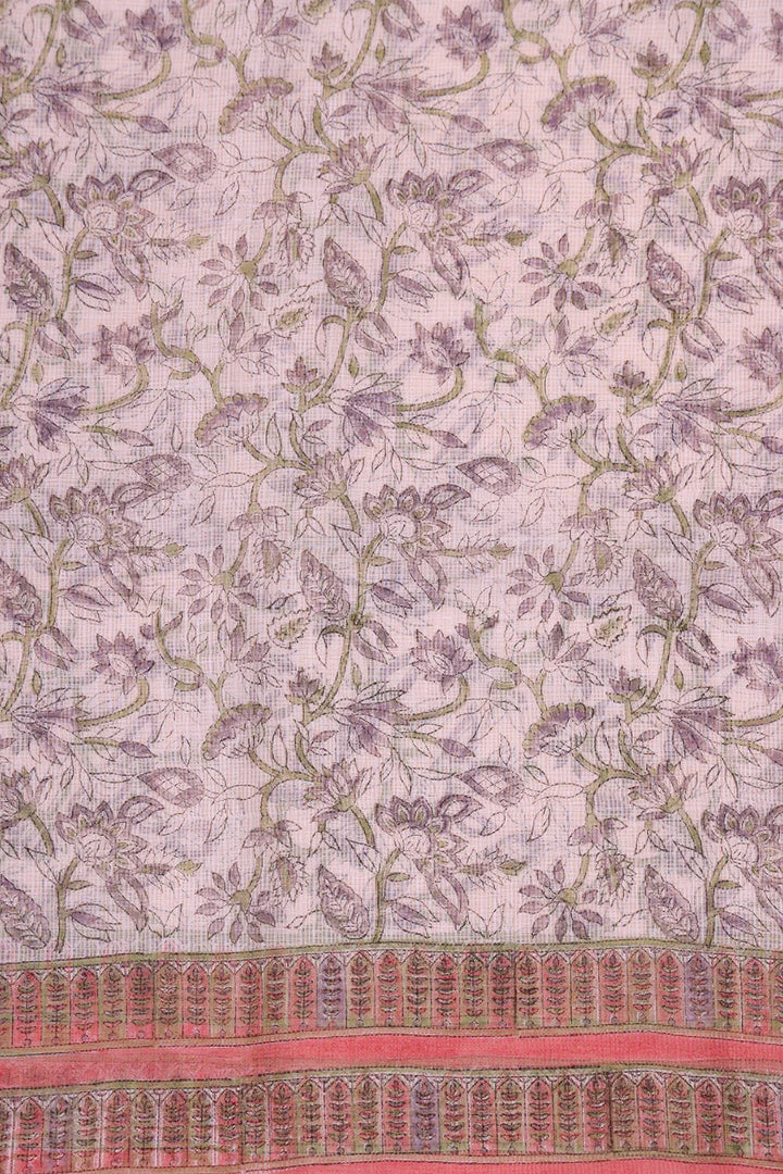 Salmon and Frost Pink Cotton Hand Block Printed Suit Set With Dupatta | SHOBITAM