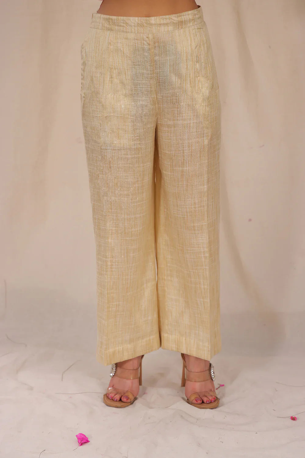 Pink and Cream Khadi Cotton Co-ord Set | SHOBITAM
