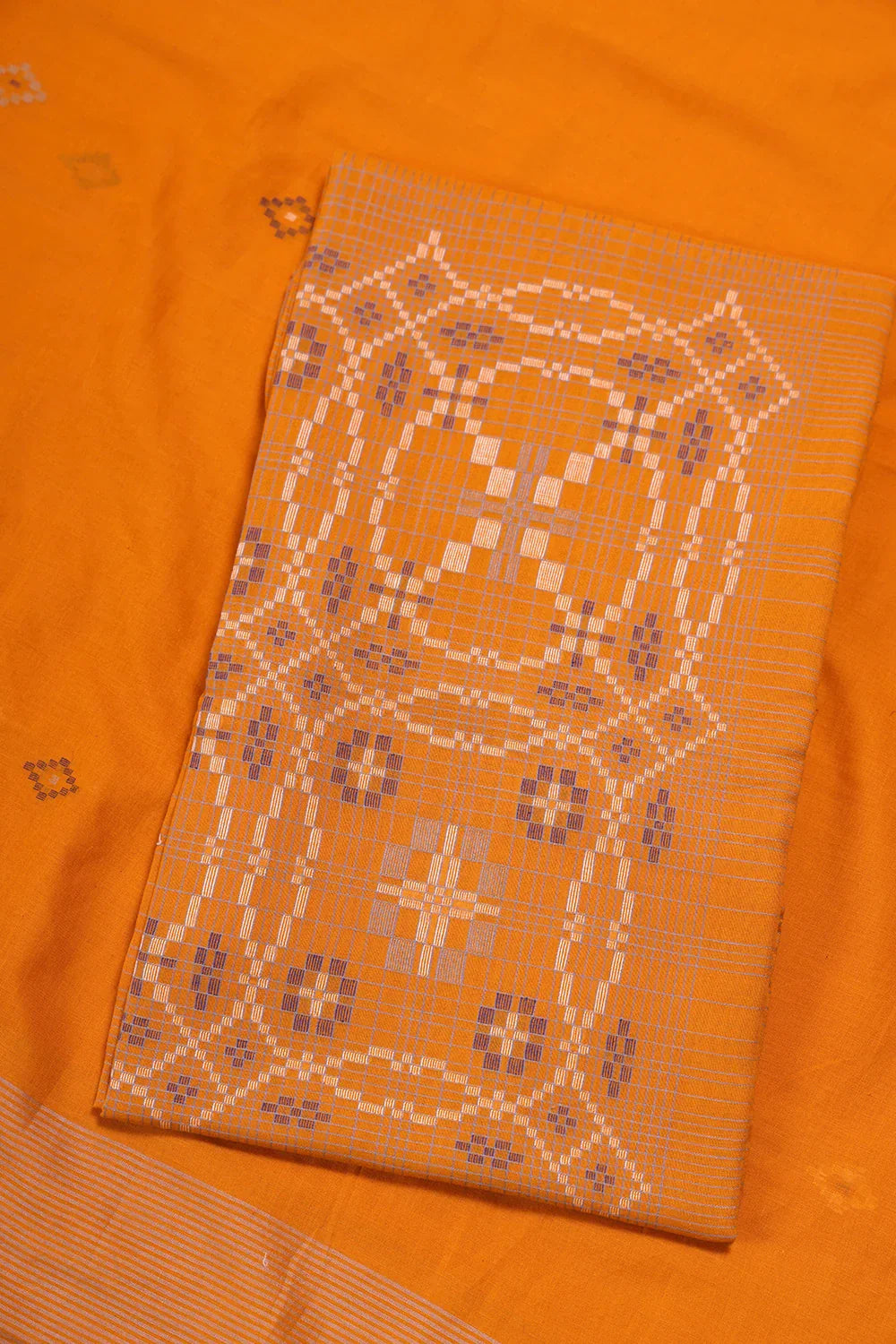Mustard & Moonlight Geometric Jamdani Suit Set With Dupatta | SHOBITAM