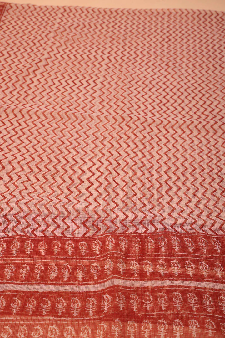 Beige and Maroon Hand Block Print Suit Set With Dupatta | SHOBITAM