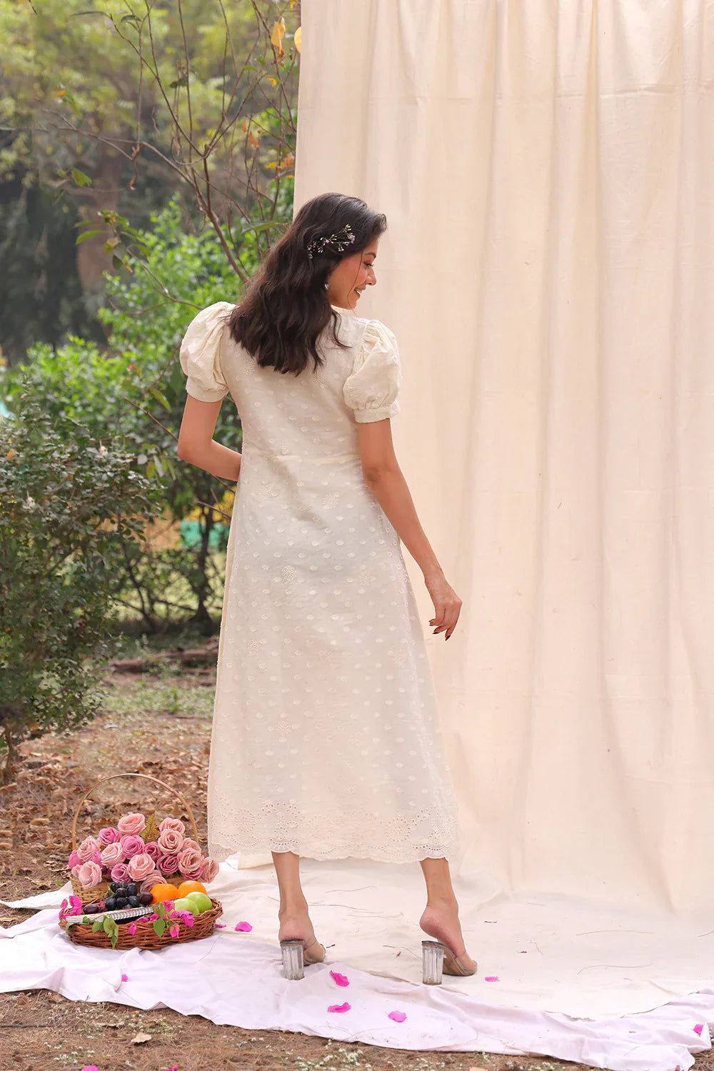 Luna Off White Cotton Dress | SHOBITAM