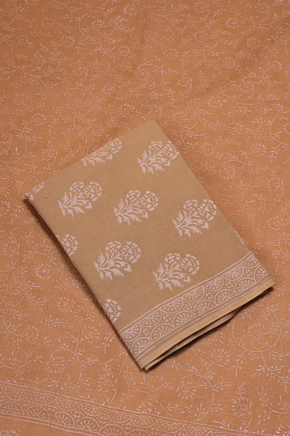 Sahara Gold Hand-Block Printed Suit Set With Dupatta | SHOBITAM
