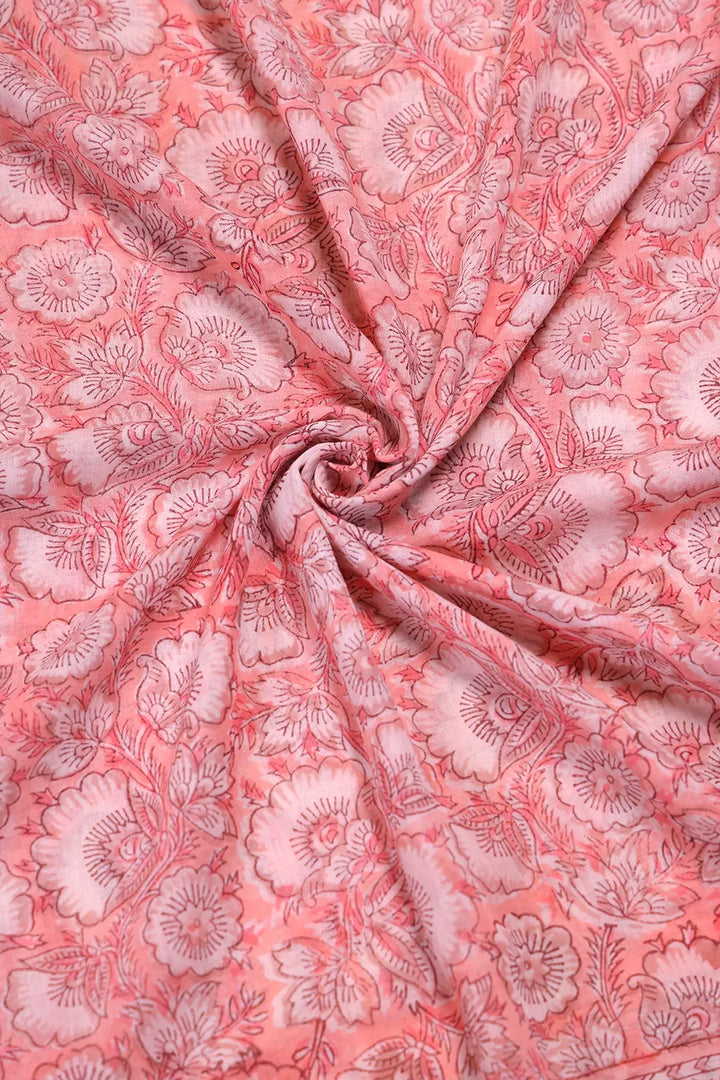 Baby Pink Hand Block Print Suit Set With Dupatta | SHOBITAM
