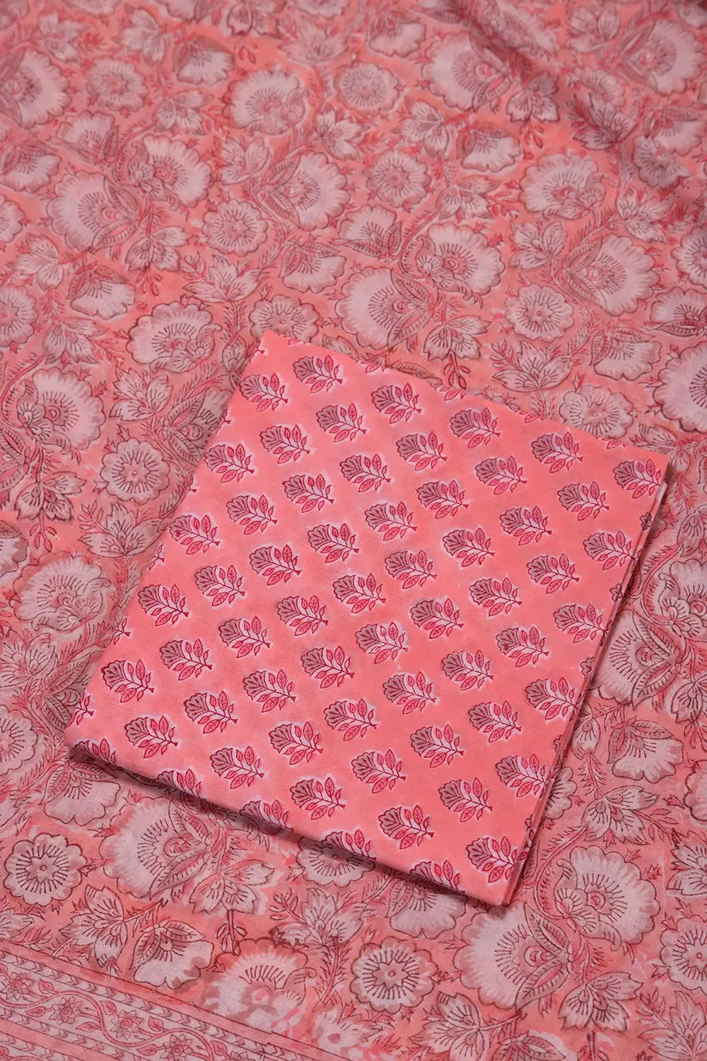 Baby Pink Hand Block Print Suit Set With Dupatta | SHOBITAM