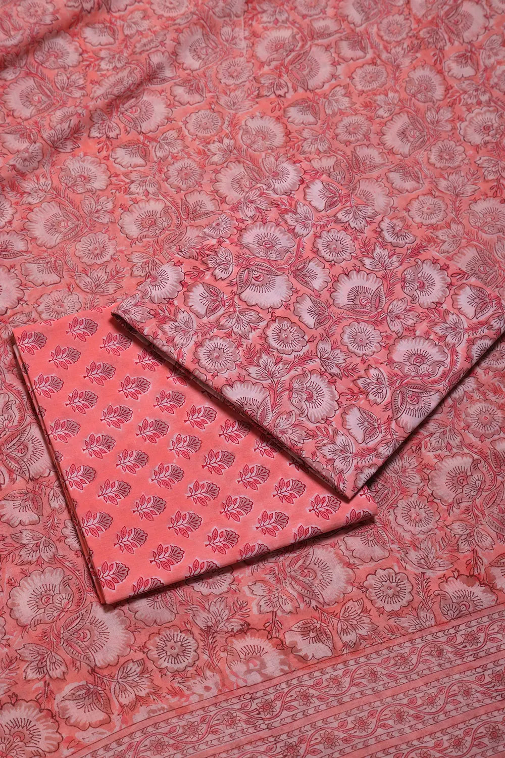 Baby Pink Hand Block Print Suit Set With Dupatta | SHOBITAM