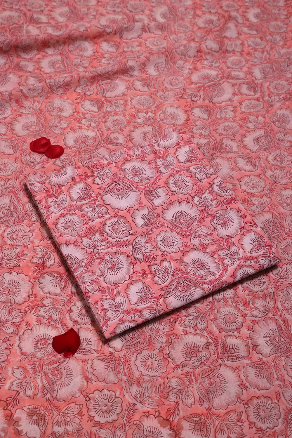 Baby Pink Hand Block Print Suit Set With Dupatta | SHOBITAM