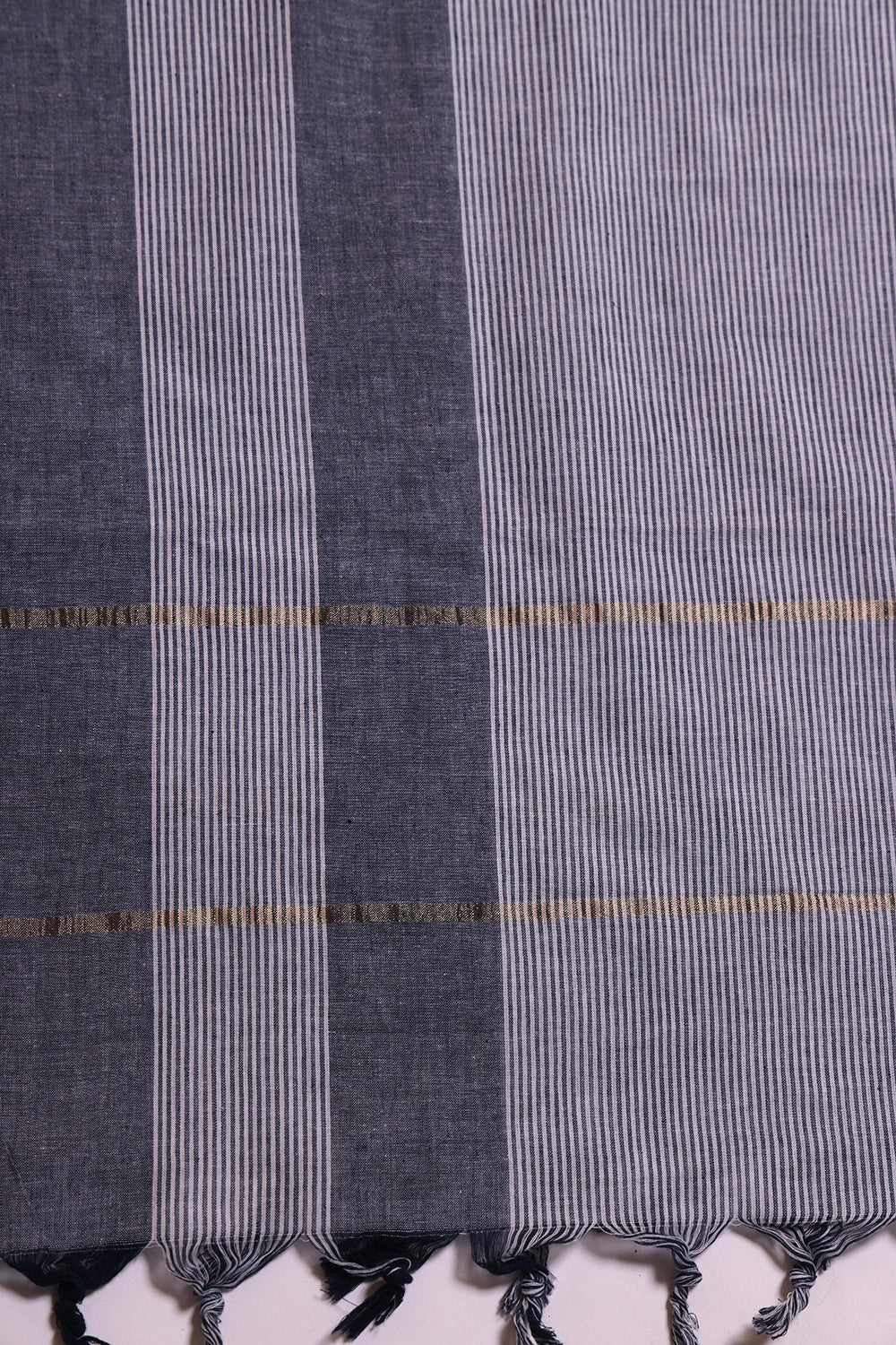Sky Blue and White Woven Suit Set with Subtle Buti & Stripes Dupatta | SHOBITAM