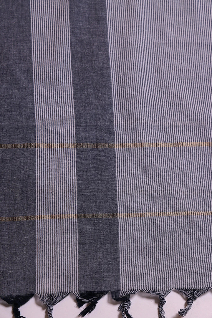 Sky Blue and White Woven Suit Set with Subtle Buti & Stripes Dupatta | SHOBITAM