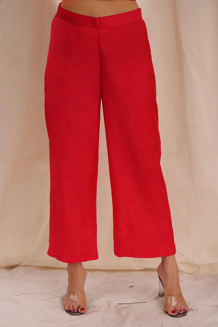 Candy Red Soft Cotton Silk Woven Kurta Set With Dupatta | SHOBITAM