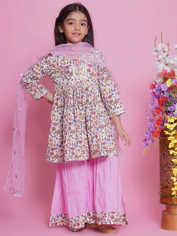 Phoolon ki Bahaar Kurta Sharara Set - Floral Pink | SHOBITAM