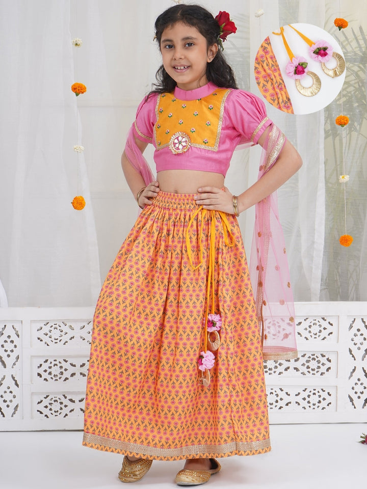 Girls Modern Jaipuri Floral Lehenga Set | SHOBITAM
