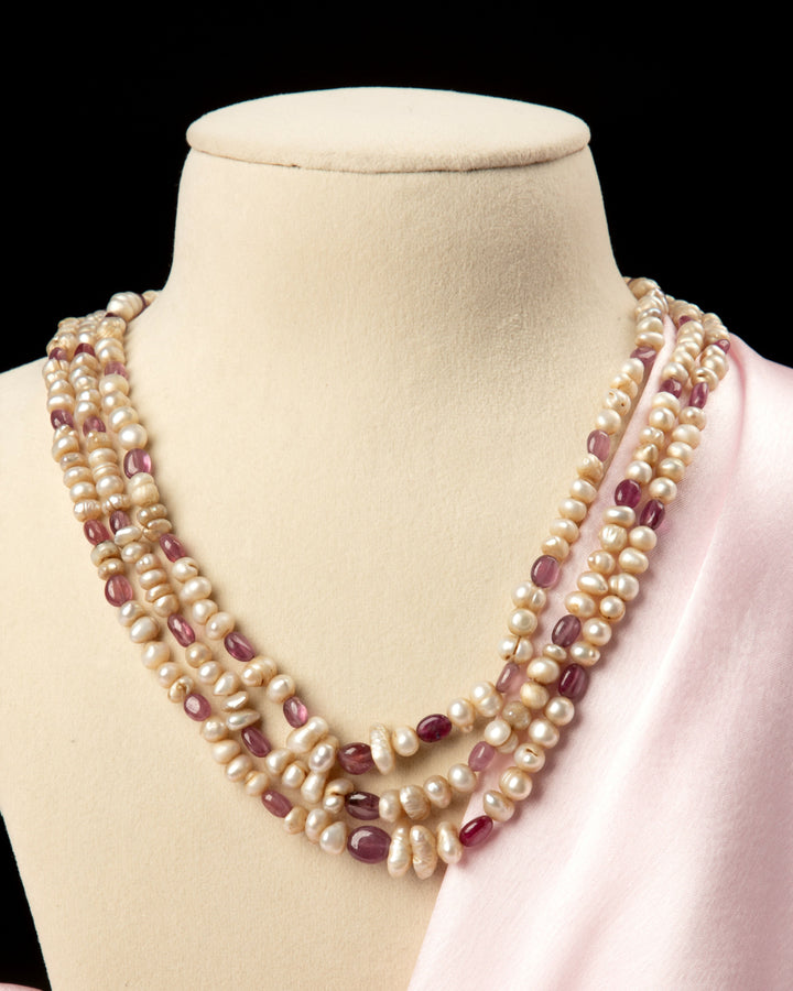 Rani Gulab – Ruby & Pearl Mala | SHOBITAM