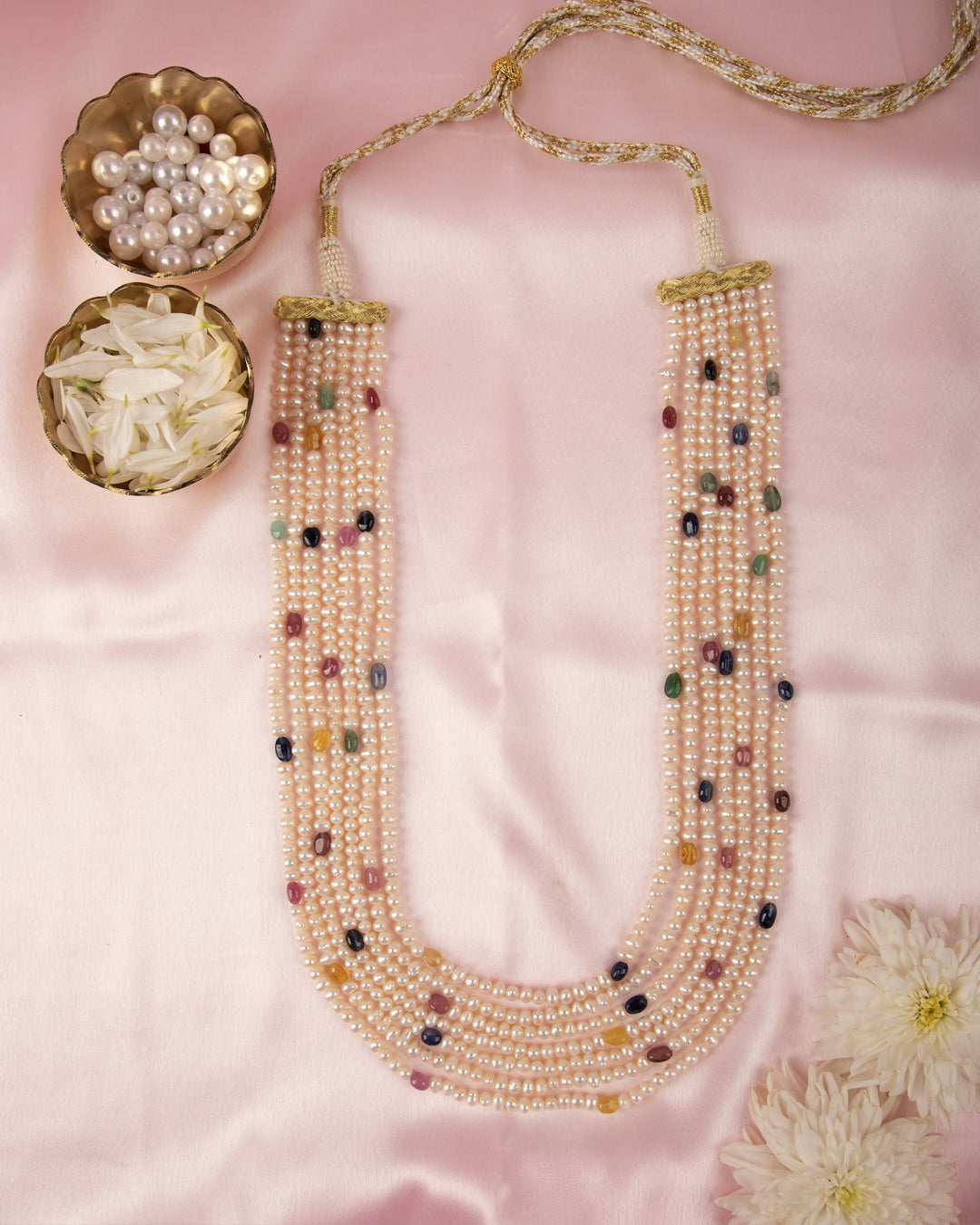 Rangrez Moti Mala – Natural Tourmaline & Pearl Necklace| SHOBITAM