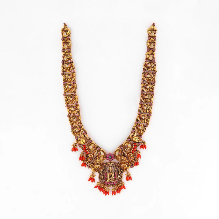Pure 92.5 Silver, Gold Plated Kanakalakshmi Haaram