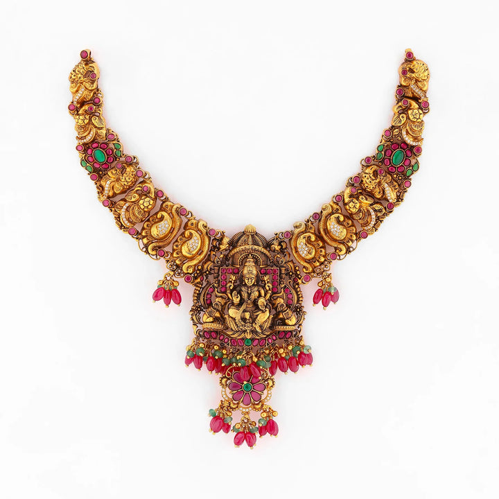 Pure 92.5 Silver, Gold Plated Rajalakshmi Short Necklace