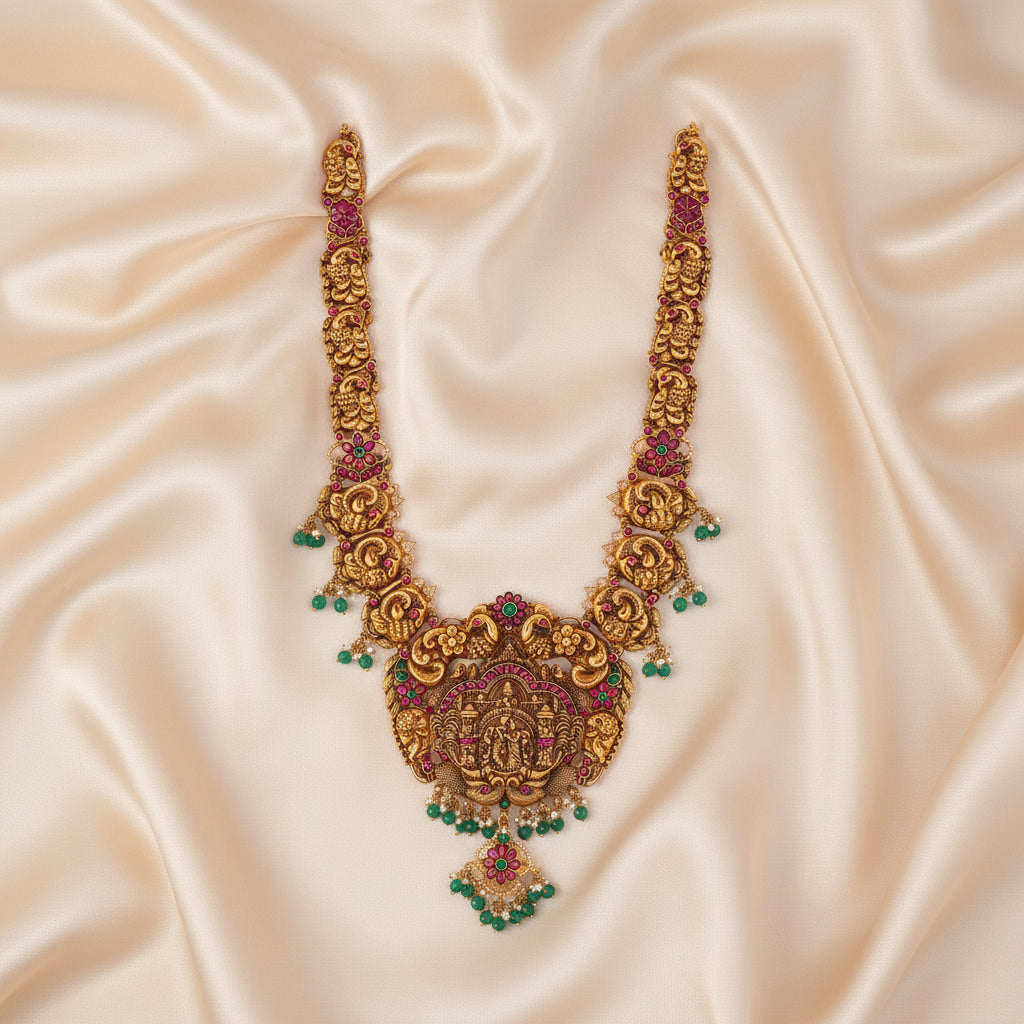 92.5 Silver, 24kt Gold Polish Laddu Gopal Ratna Haaram | SHOBITAM