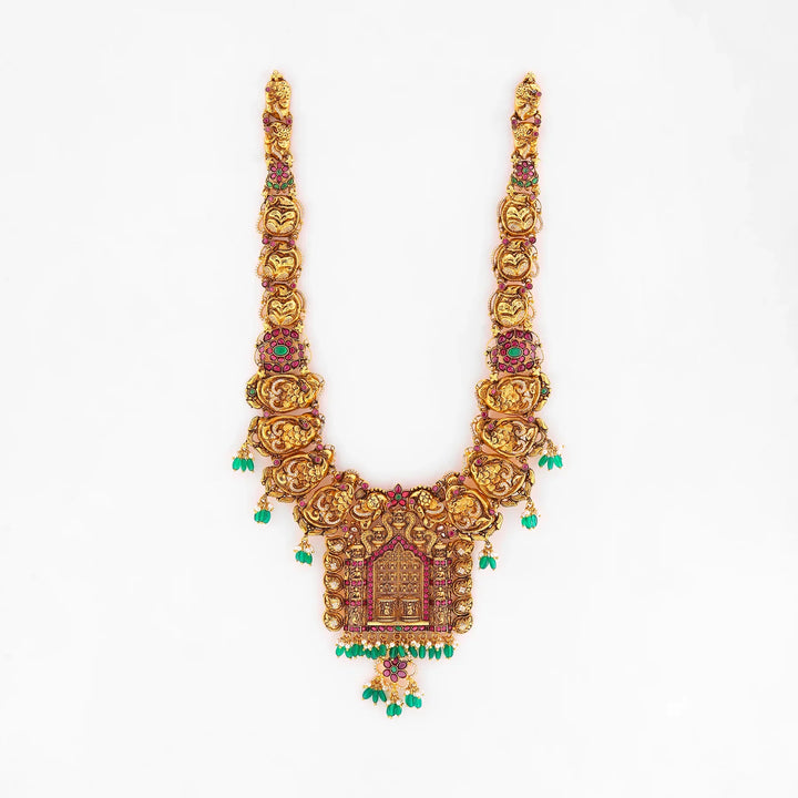 Pure 92.5 Silver, Gold Plated Lakshmi Narayana Dwar Haaram