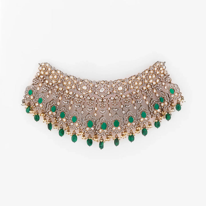 Pure 92.5 Silver, Emeraldora Victorian Choker