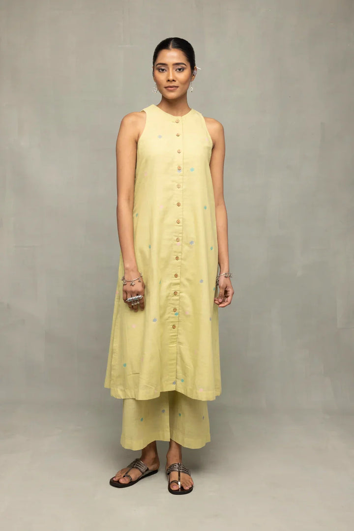 Mint Green A-Line Jamdani Co-Ord Set | SHOBITAM