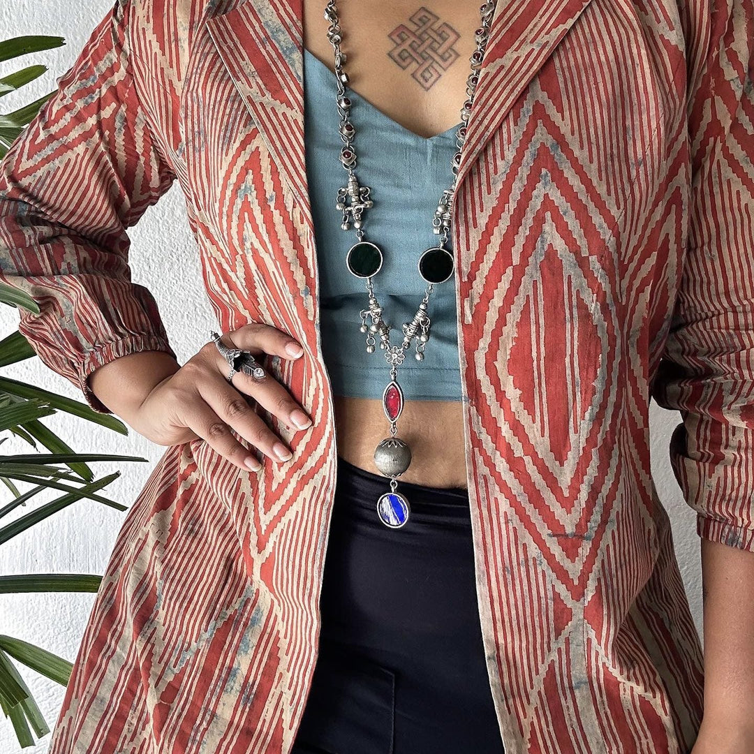 Glass & Ghunghru Ball Chain Necklace  | SHOBITAM