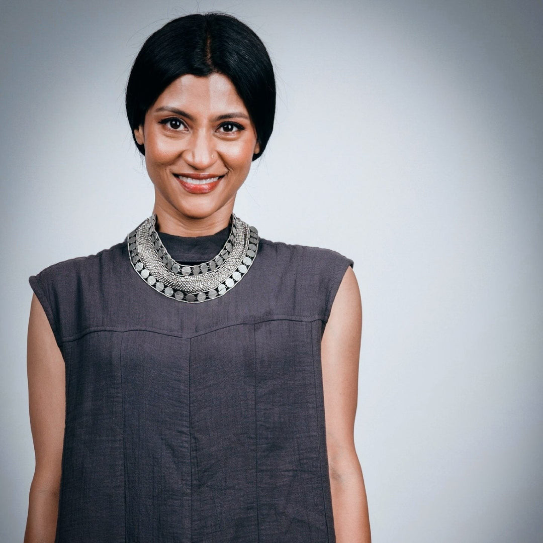 Silver Studded Collar Necklace | SHOBITAM