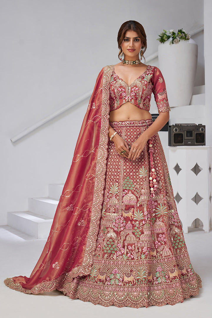 Devina Temple Tissue Organza Lehenga Set | SHOBITAM