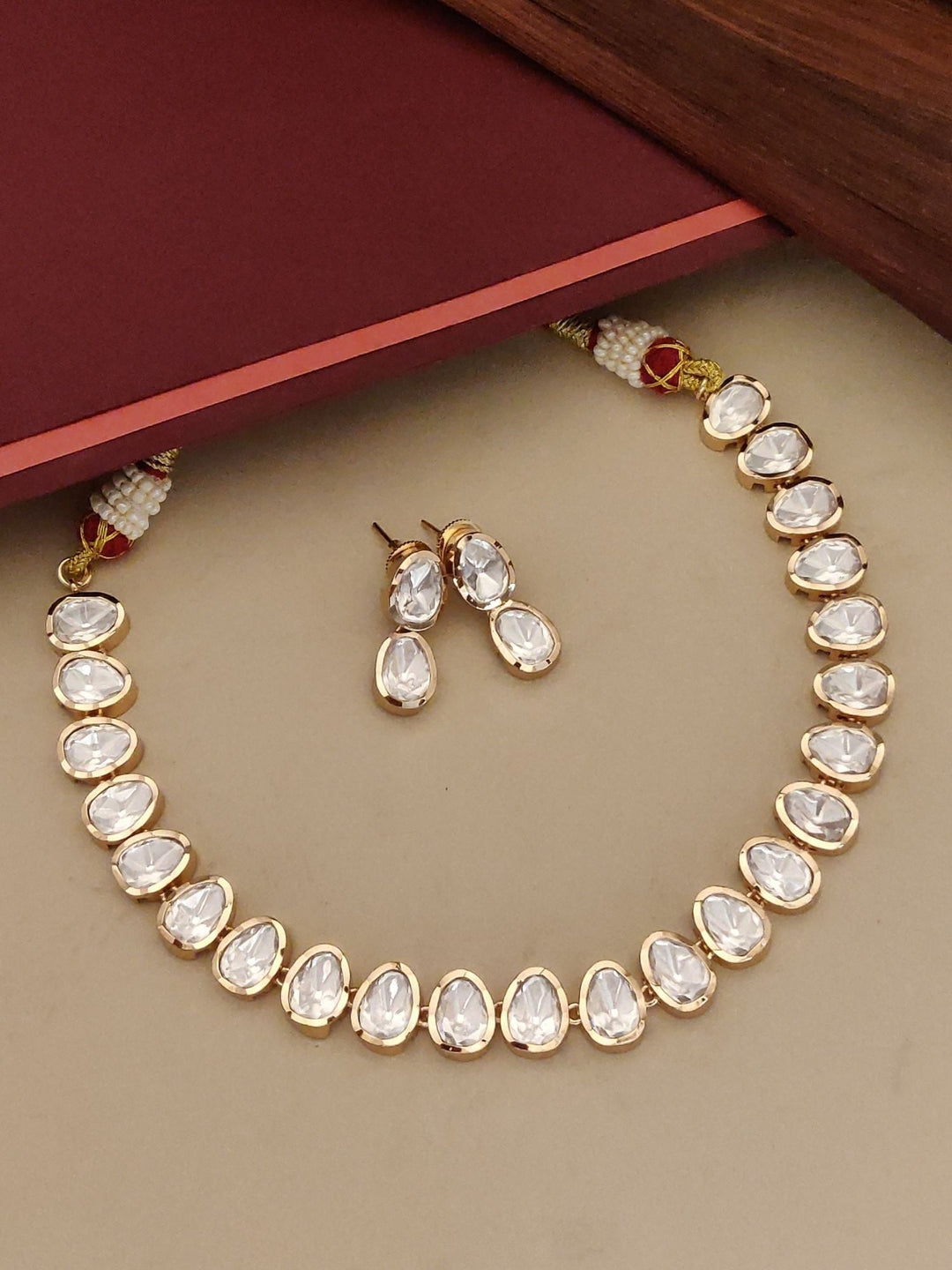 Gold Plated Polki Flower Necklace | SHOBITAM