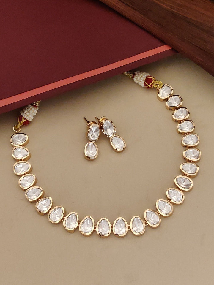 Gold Plated Polki Flower Necklace | SHOBITAM