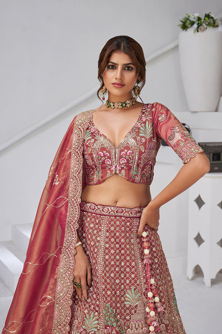 Devina Temple Tissue Organza Lehenga Set | SHOBITAM