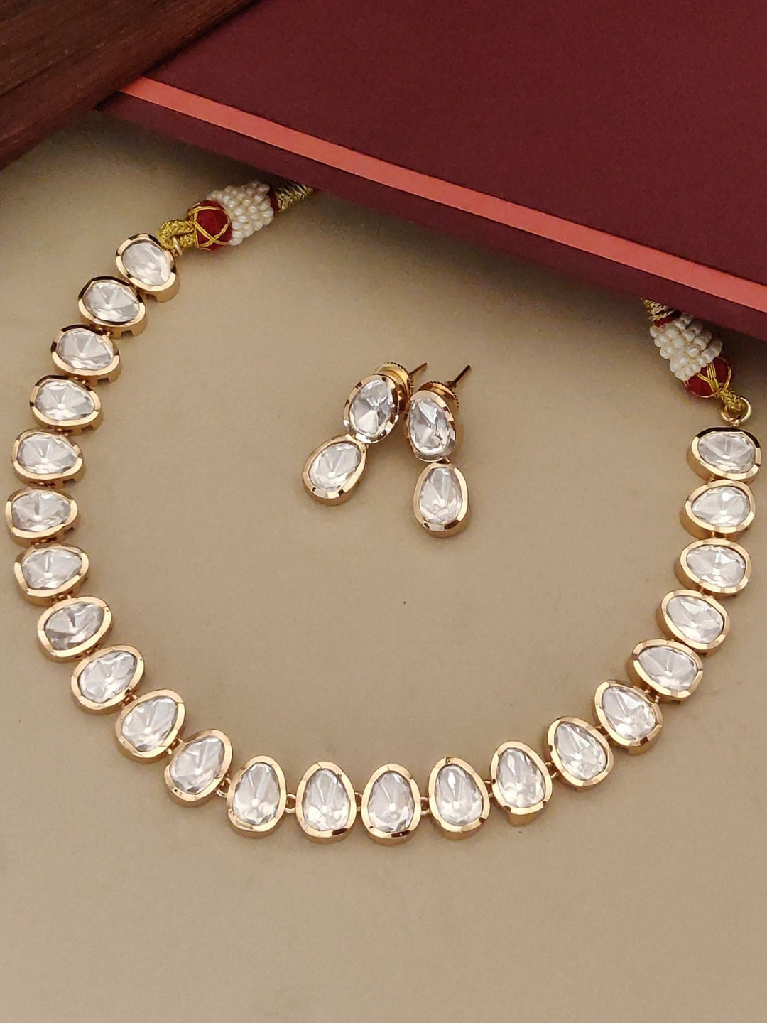 Gold Plated Polki Flower Necklace | SHOBITAM