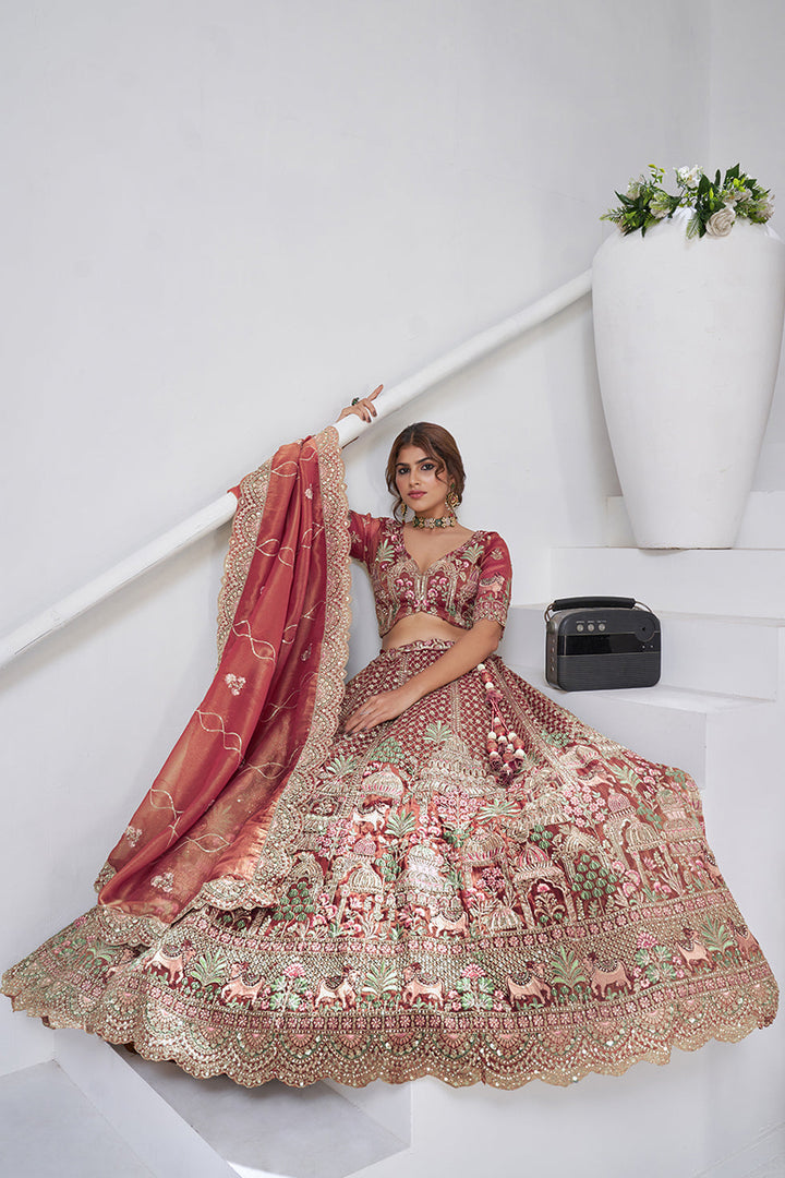 Devina Temple Tissue Organza Lehenga Set | SHOBITAM