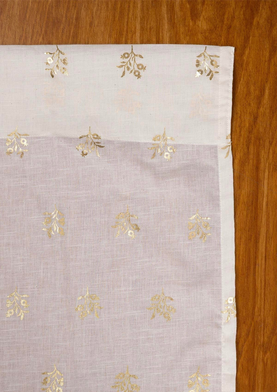 Induja 100% Cotton Sheer Gold Printed Curtain for living room & bedroom - Light Filtering - Beige - Single Piece  SHOBITAM