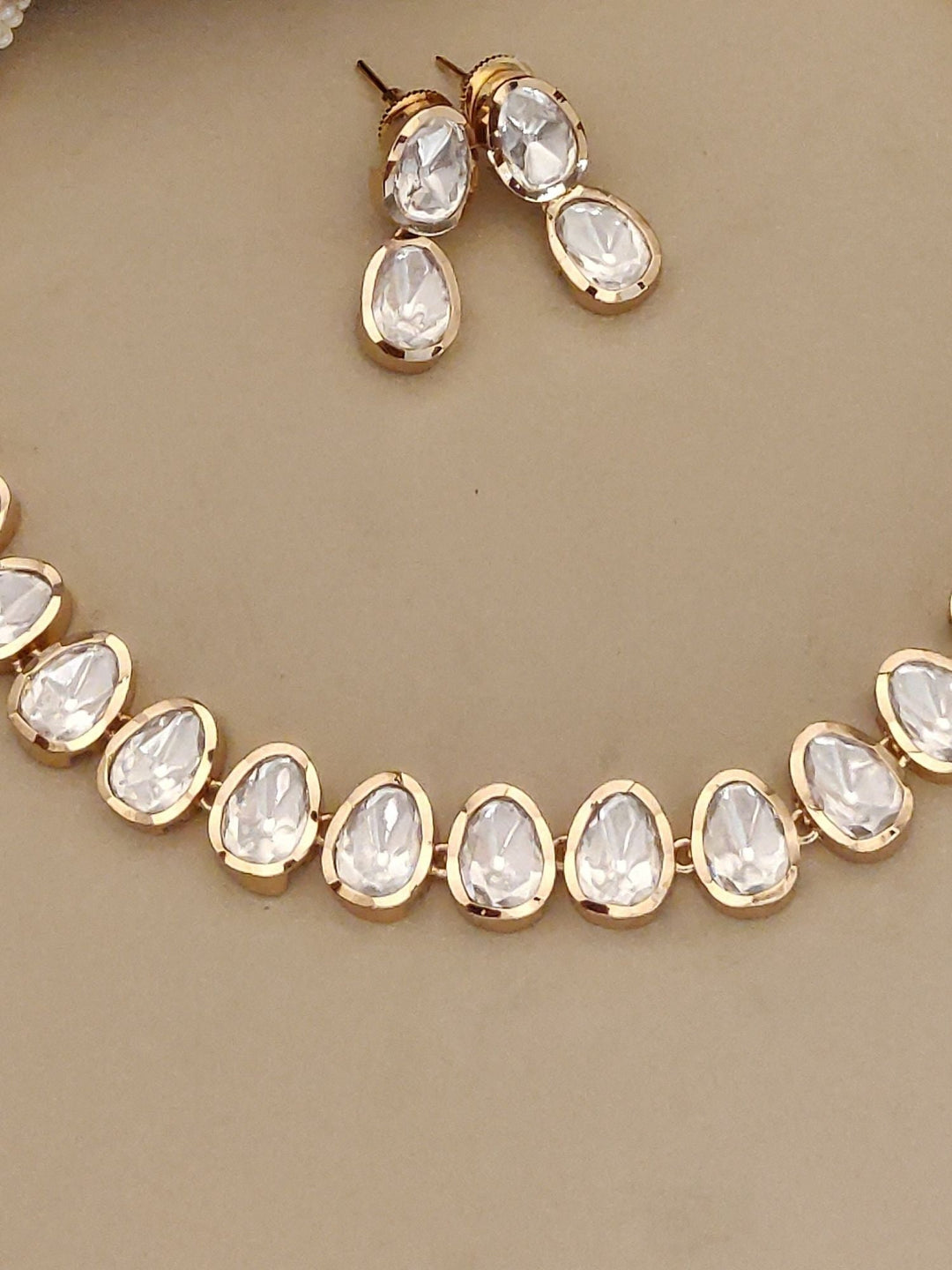 Gold Plated Polki Flower Necklace | SHOBITAM