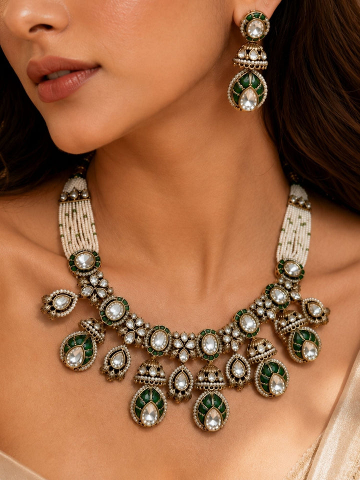 Ruby Kundan Choker Necklace Set in Gold Plating – Bridal | SHOBITAM