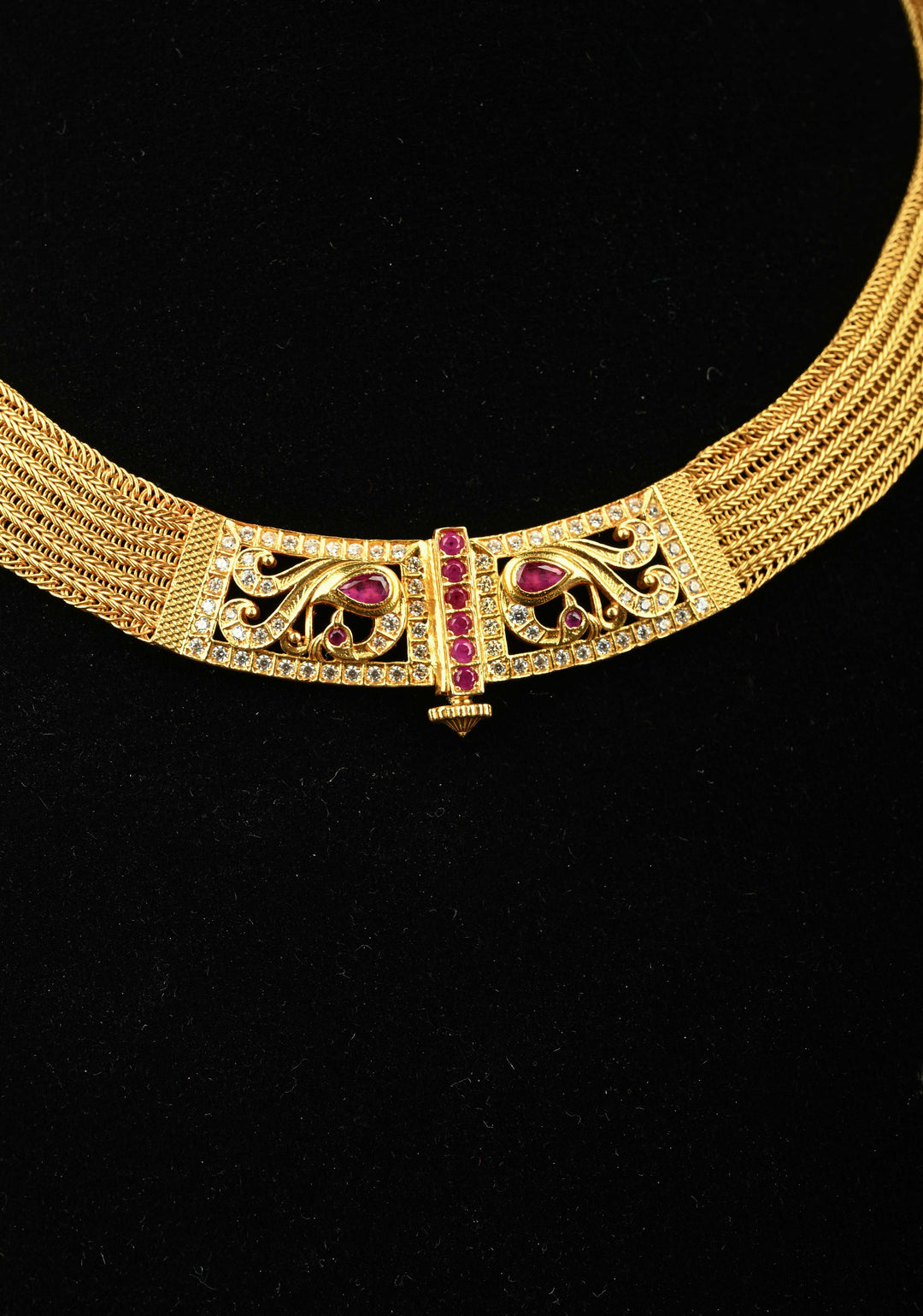 92.5 Silver, 24-karat Gold Plated Braided Moppu Necklace