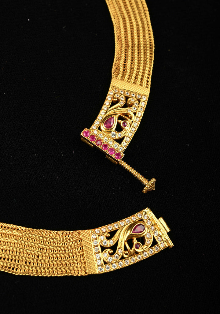 92.5 Silver, 24-karat Gold Plated Braided Moppu Necklace