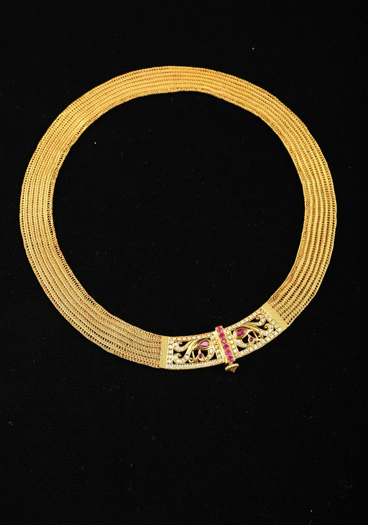92.5 Silver, 24-karat Gold Plated Braided Moppu Necklace