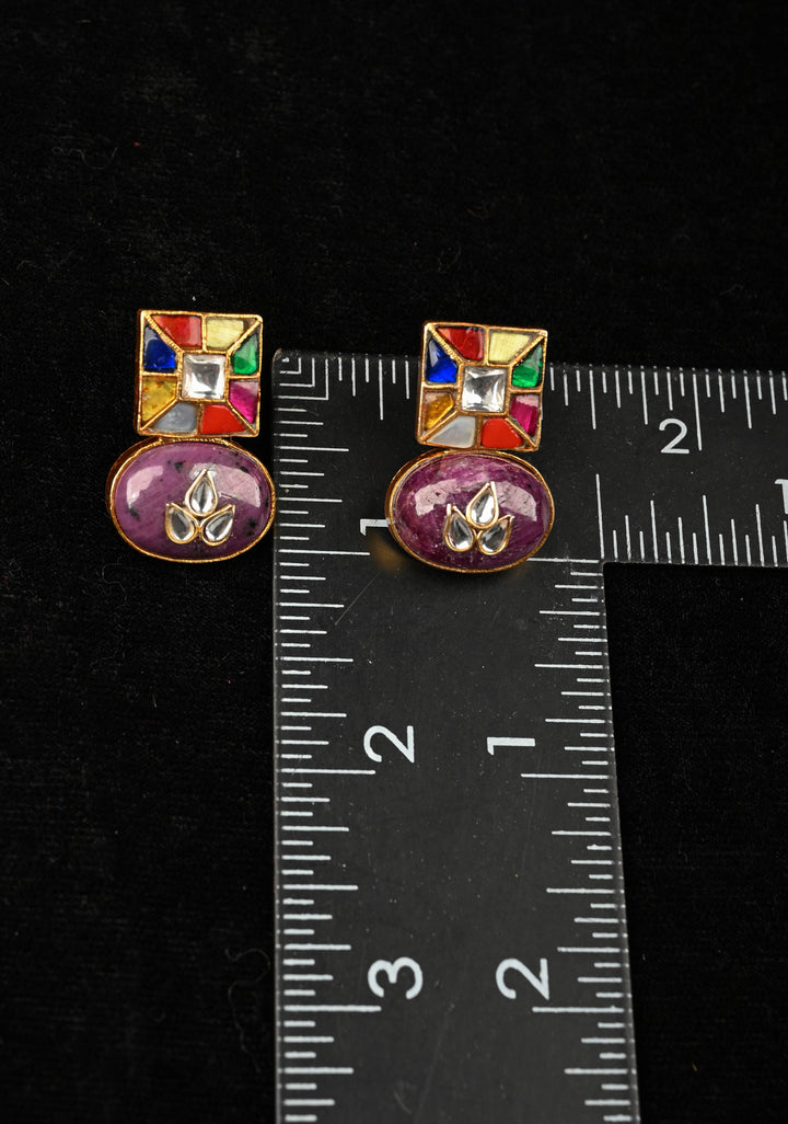 92.5 Silver Multi- Color kundan Drops with embossed embellishements.
