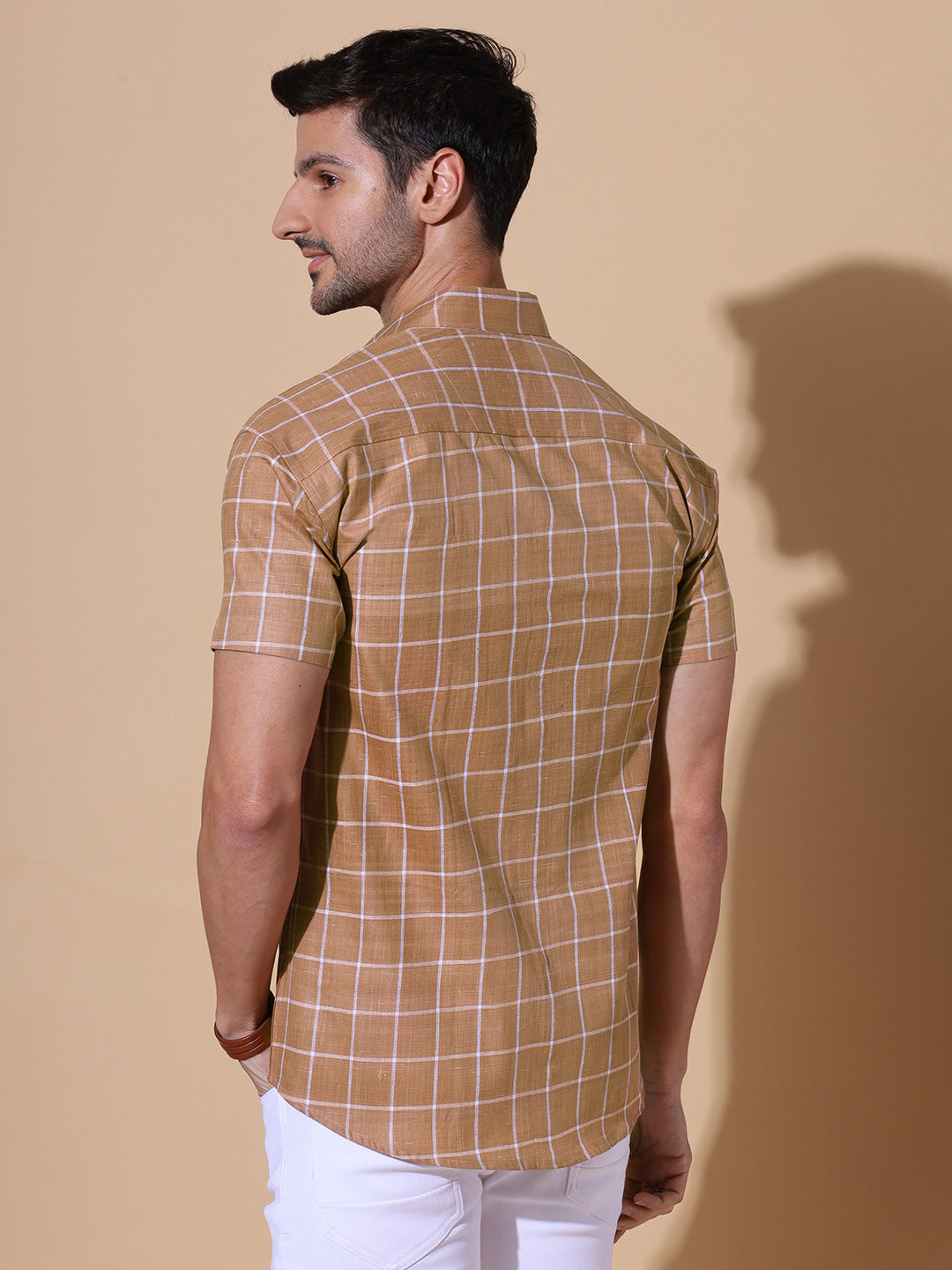 Raet Pure Khadi Half Sleeve Cotton Shirt in Brown