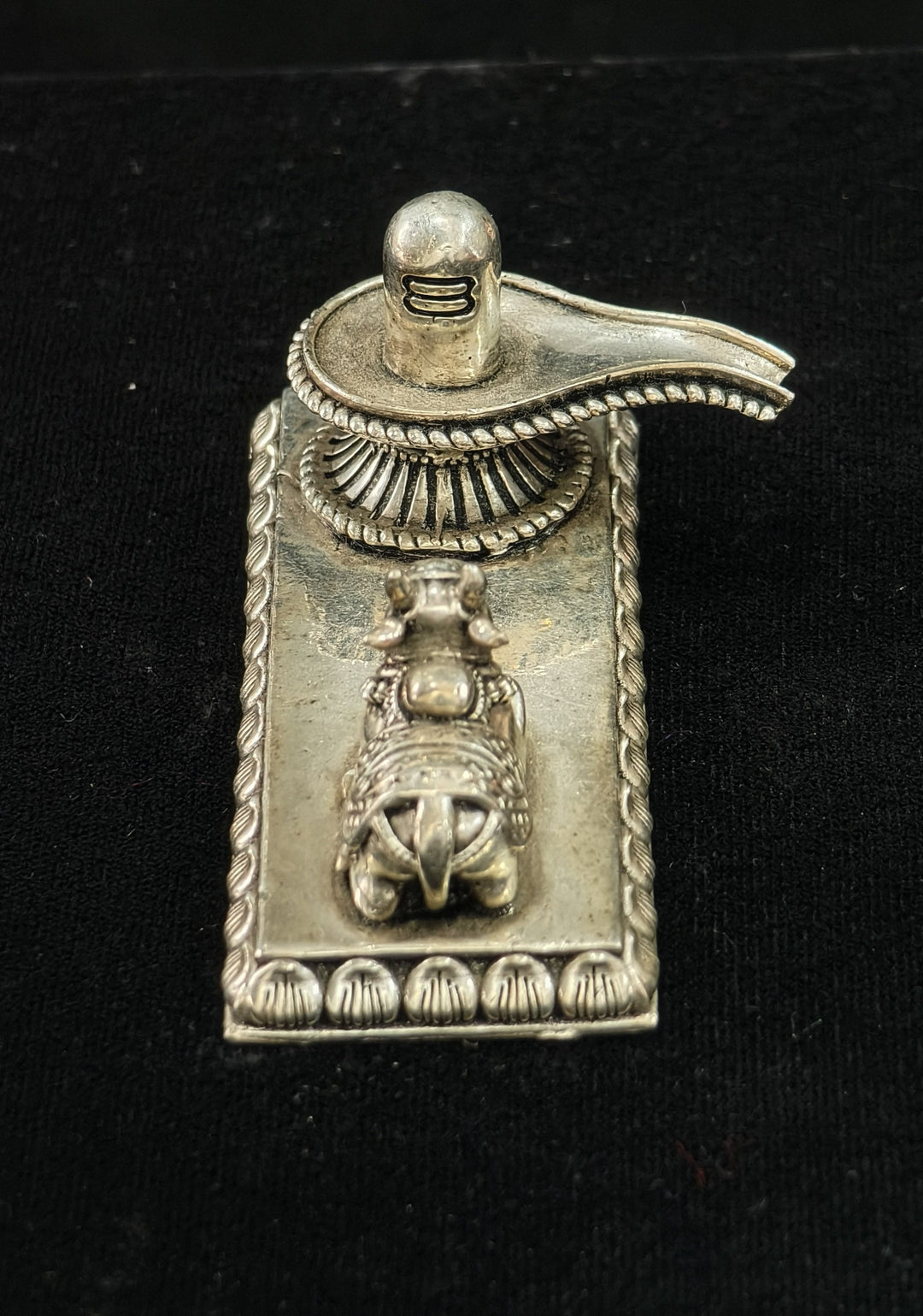 Pure 92.5 Silver Shiva Linga and Nandi 3D Idol, 1.5" height