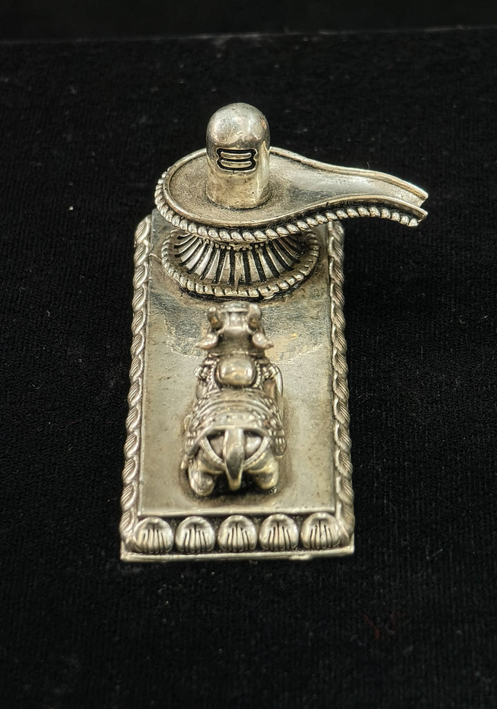 Pure 92.5 Silver Shiva Linga and Nandi 3D Idol, 1.5" height