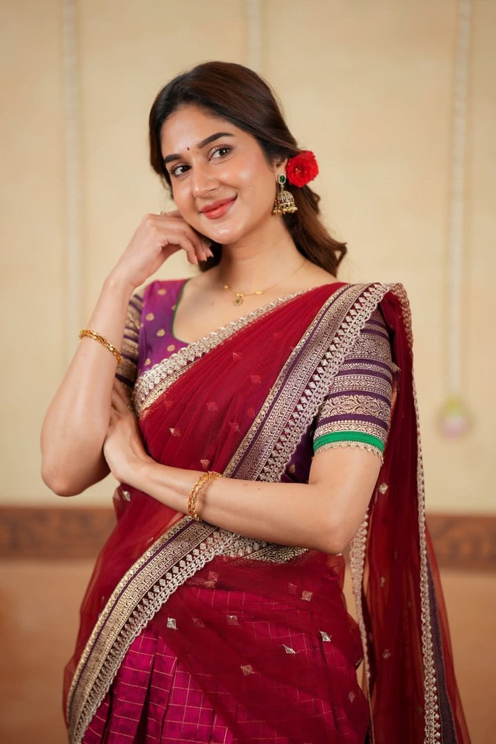 Navya Magenta Halfsaree (Set of 3) | SHOBITAM
