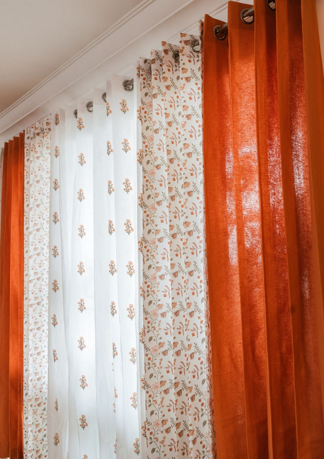 Solid orange 100% cotton plain curtain for bedroom - Room darkening - Single - Single Piece | SHOBITAM