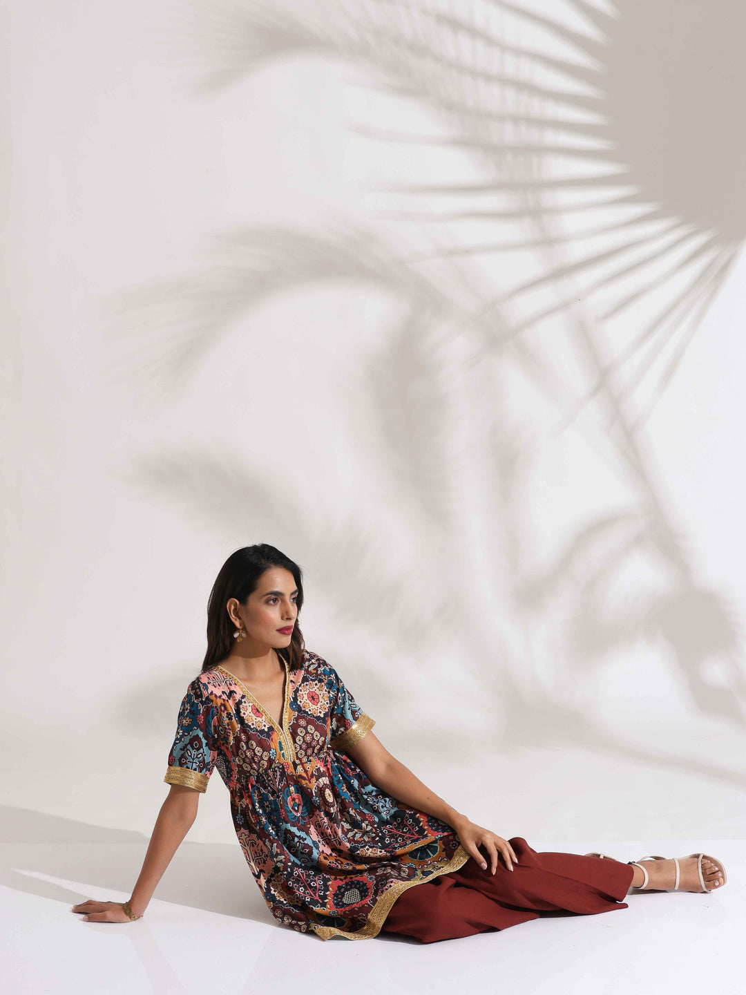 Brown Print Flared Co-ord Set | SHOBITAM