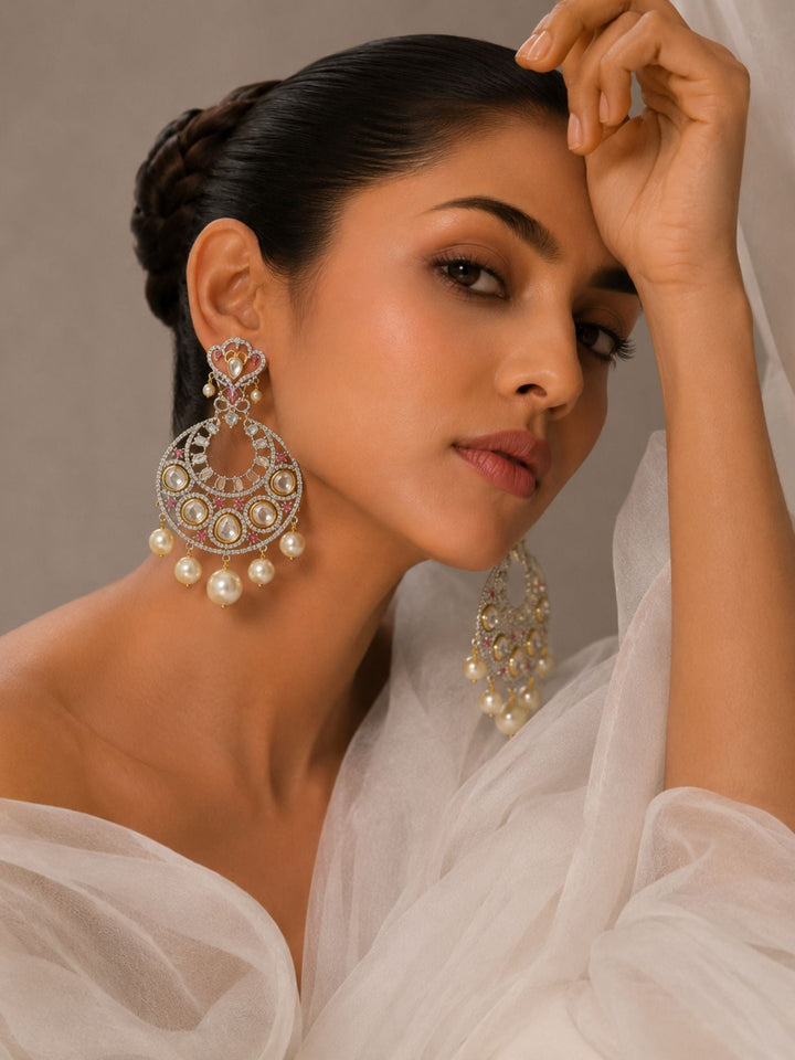 Pearl Chandbali Kundan Earrings | SHOBITAM