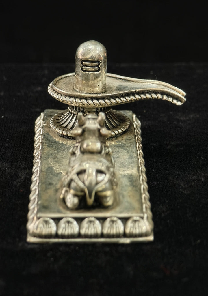 Pure 92.5 Silver Shiva Linga and Nandi 3D Idol, 1.5" height