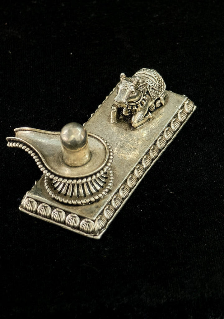 Pure 92.5 Silver Shiva Linga and Nandi 3D Idol, 1.5" height