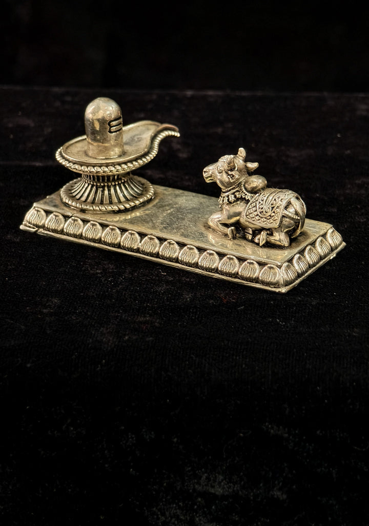 Pure 92.5 Silver Shiva Linga and Nandi 3D Idol, 1.5" height