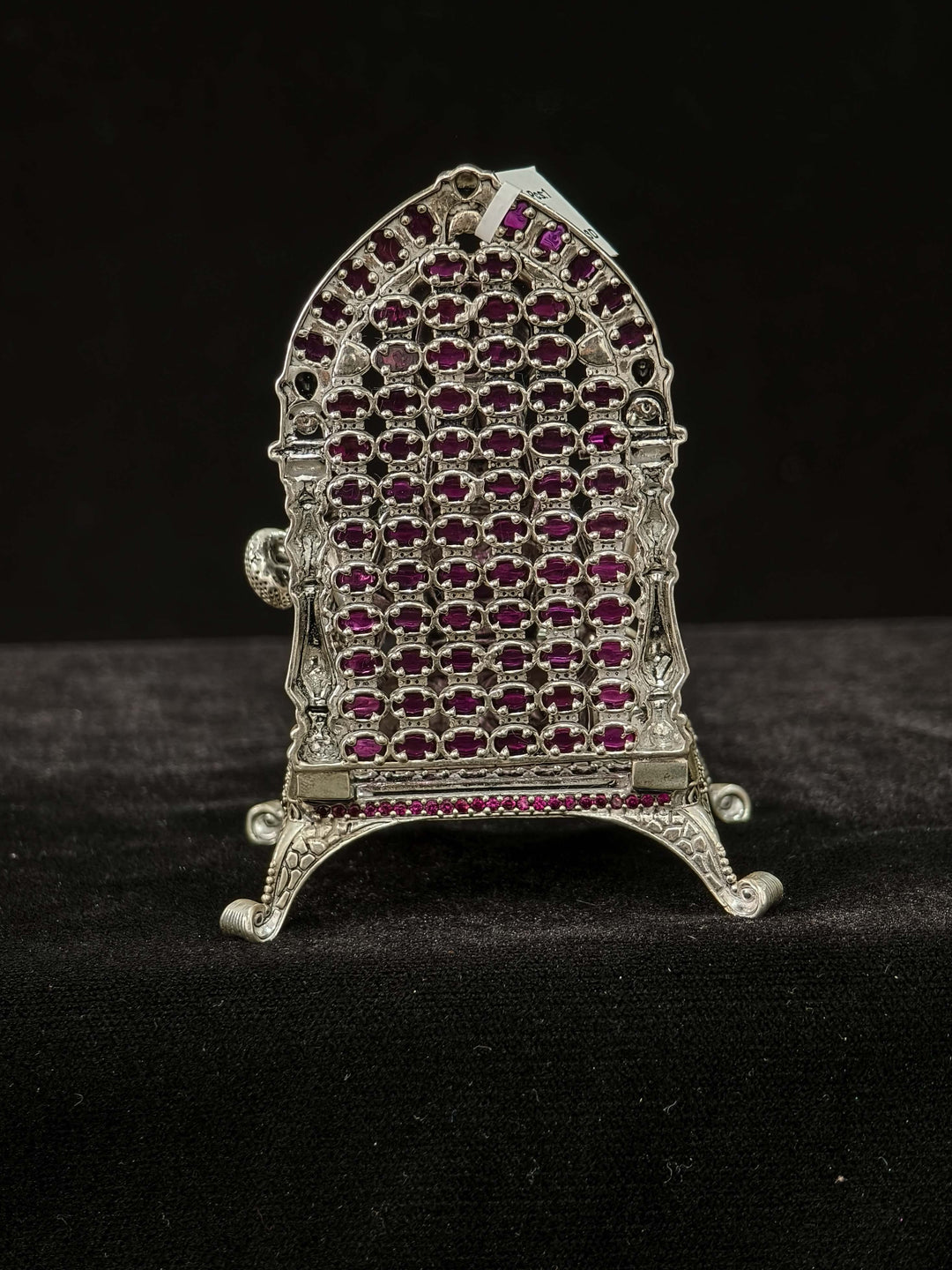 Pure 92.5 Saraswati 3D Idol with Stone accents Accents, Intricate Throne and Detailed Arch