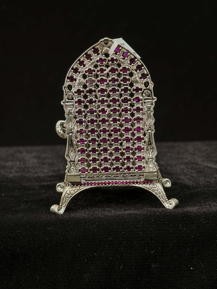Pure 92.5 Saraswati 3D Idol with Stone accents Accents, Intricate Throne and Detailed Arch
